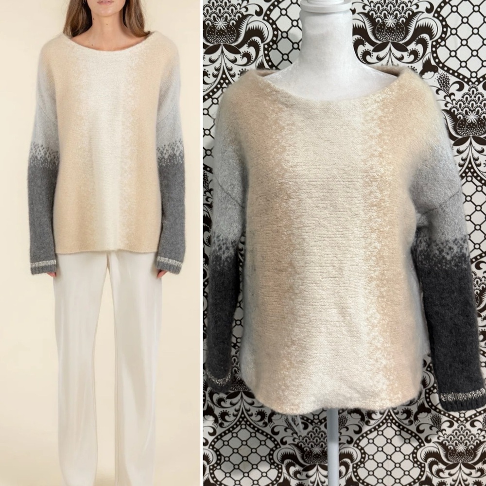 TSE ✨ cashmere boatneck lurex sparkle subtle stripes sweater (S / M)